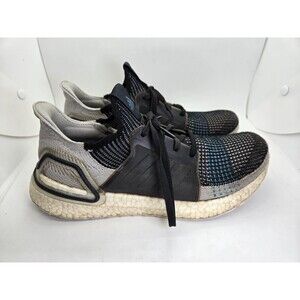 Adidas UltraBoost 19 Shoes Mens 8.5 Black Grey Running Athletic Workout Sneakers